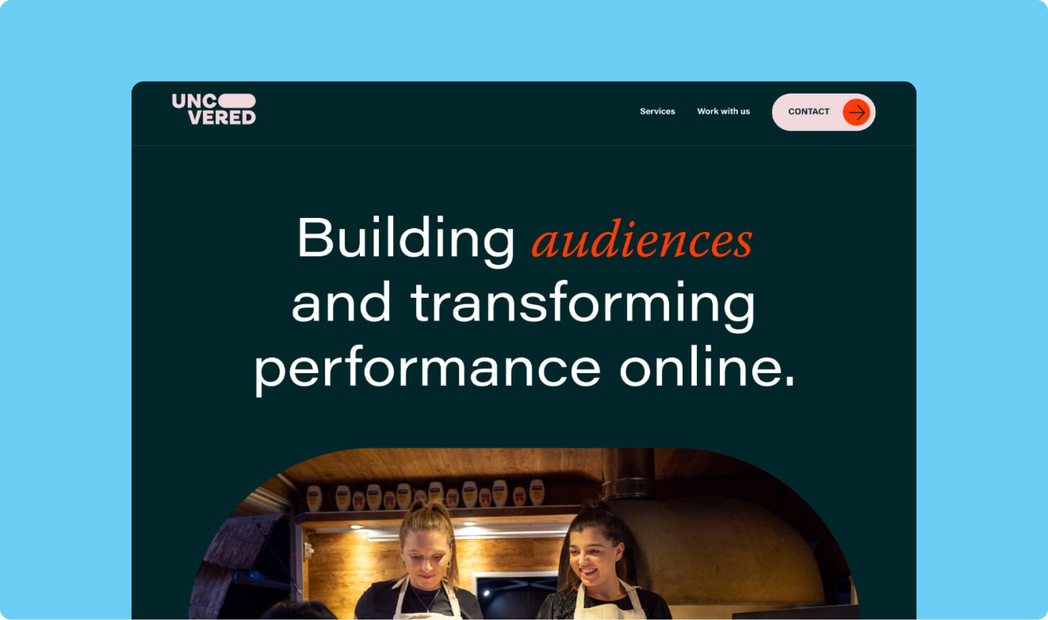 Hero section design created for Uncovered Group to communicate its services and strengthen first impressions.