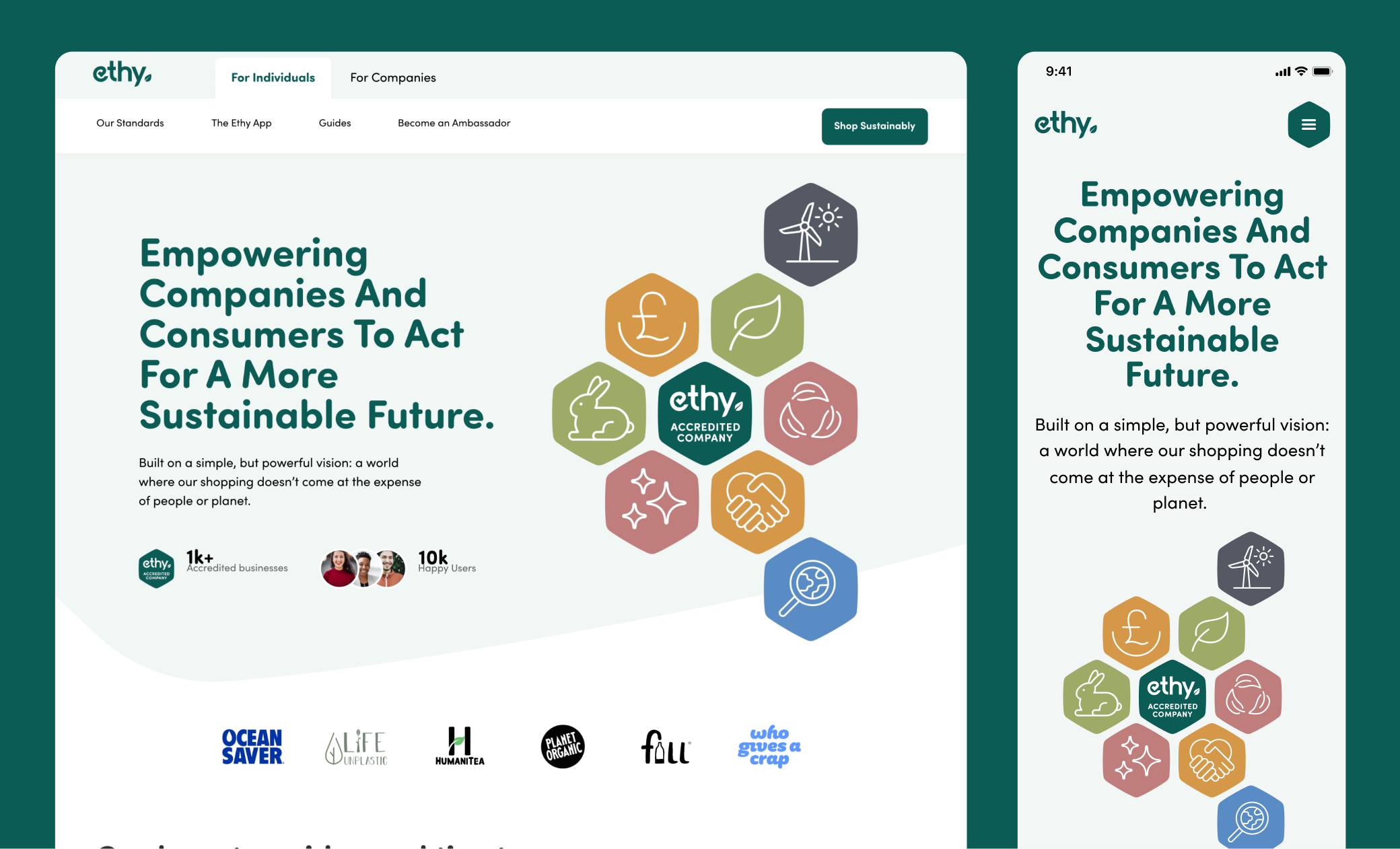 High-fidelity website designs created for Ethy to bring the user experience and visual identity to life.