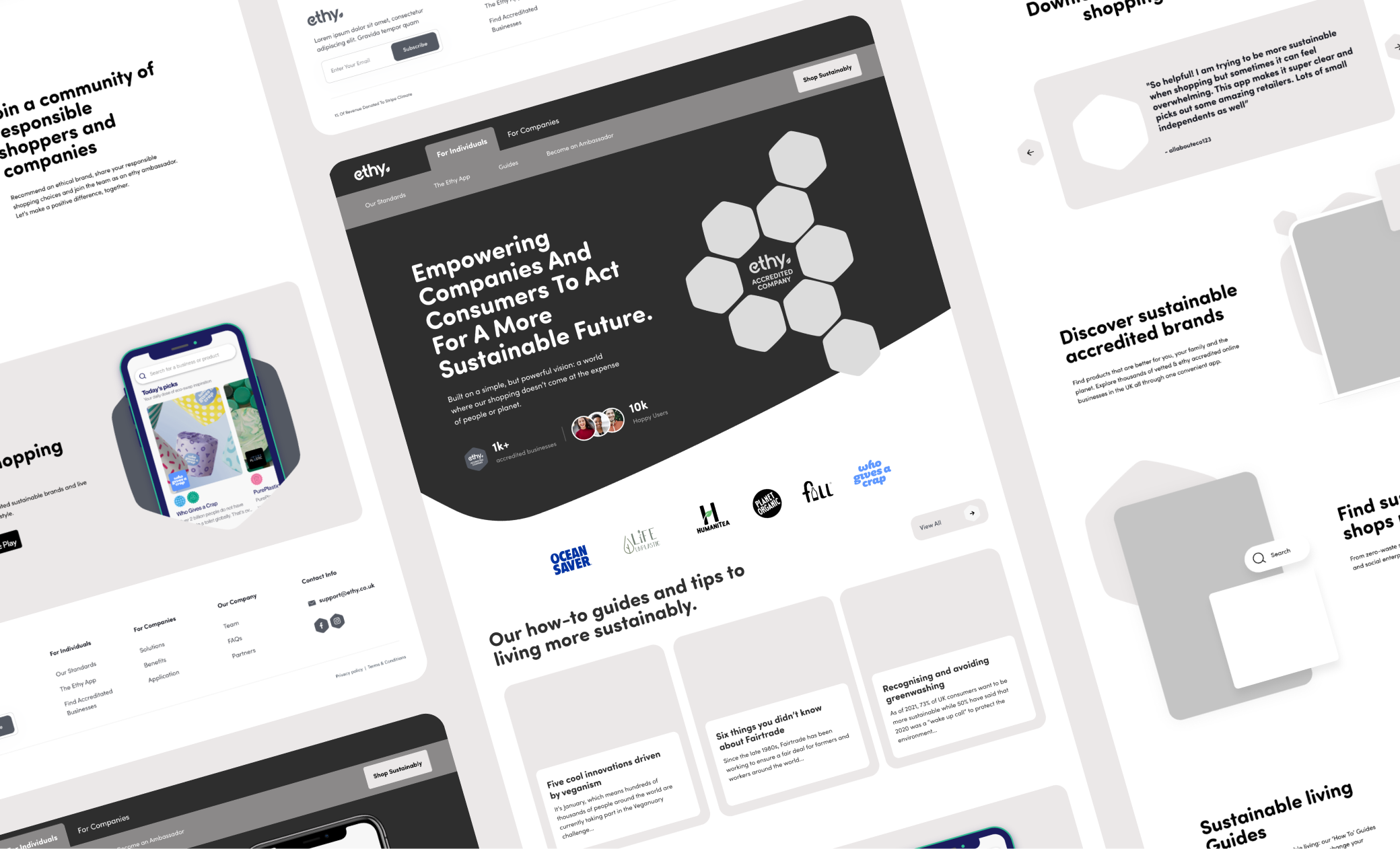 Wireframe explorations created for the Ethy website to refine layouts, content hierarchy and user experience.