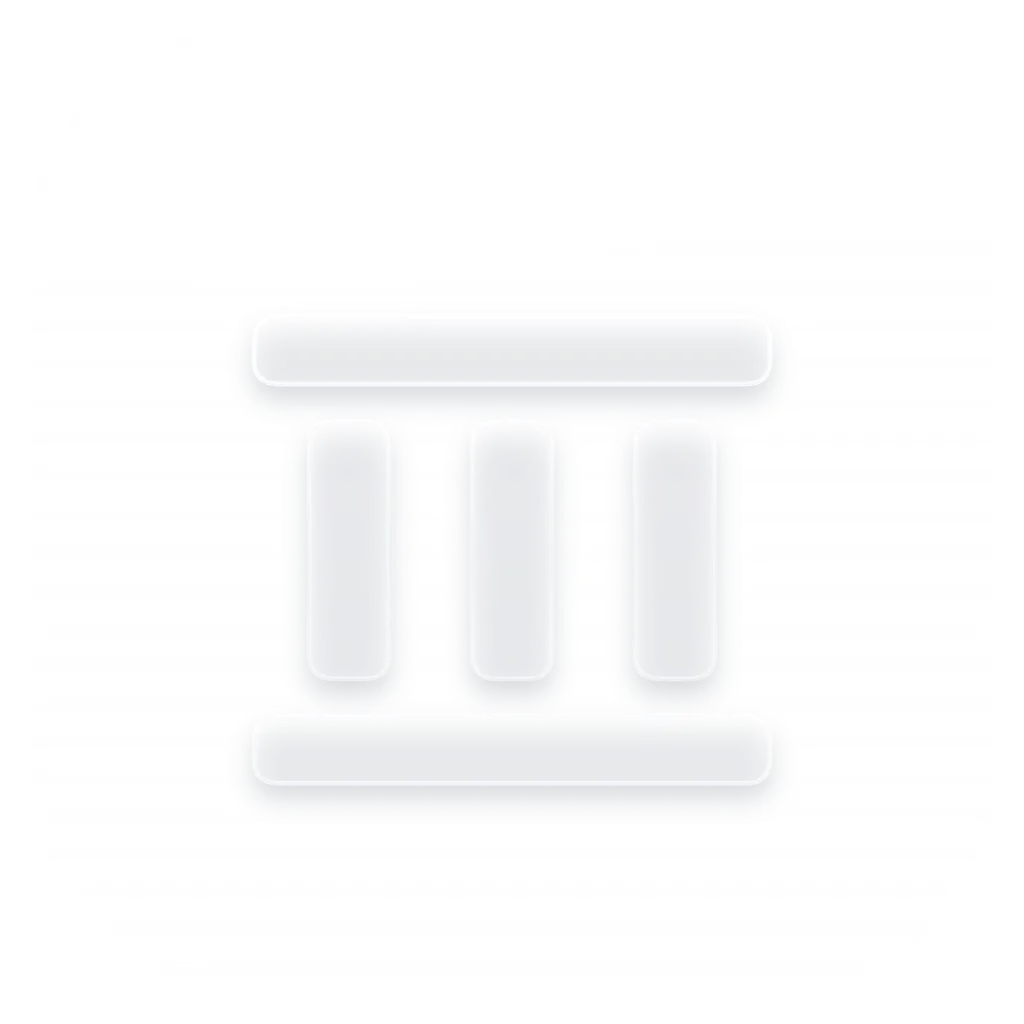 Stilisiertes Symbol eines klassischen Säulengebäudes mit drei Säulen und zwei horizontalen Balken.