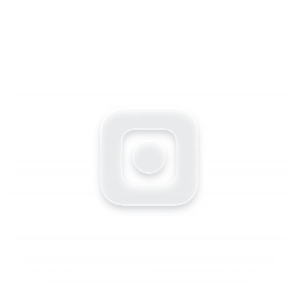 Weißes quadratisches App-Symbol mit abgerundeten Ecken und einem Kreis in der Mitte auf weißem Hintergrund.