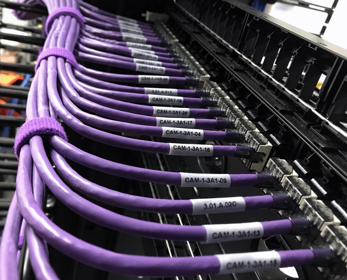 After: a highly organized, professionally installed structured cabling system