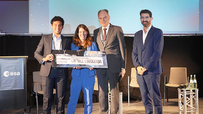 Capsule Team holding the ESA Sustainability Pioneer Award