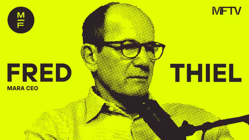 Graphic title card featuring MARA CEO Fred Thiel on a bright yellow background.