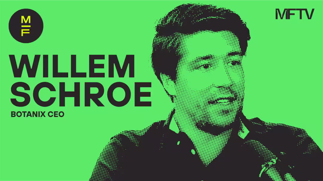 Graphic title card featuring Botanix CEO Willem Schroe on a green background.