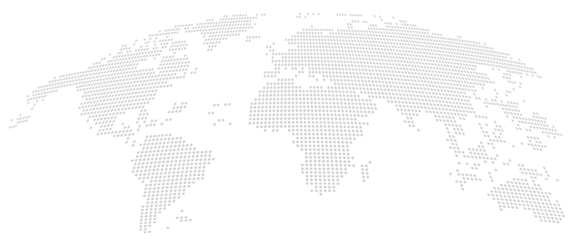 Simplified gray pixelated world map focusing on major landmasses without country borders.