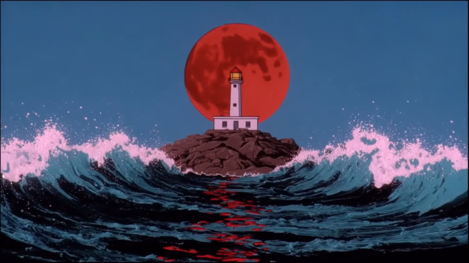 Lighthouse Red Moon