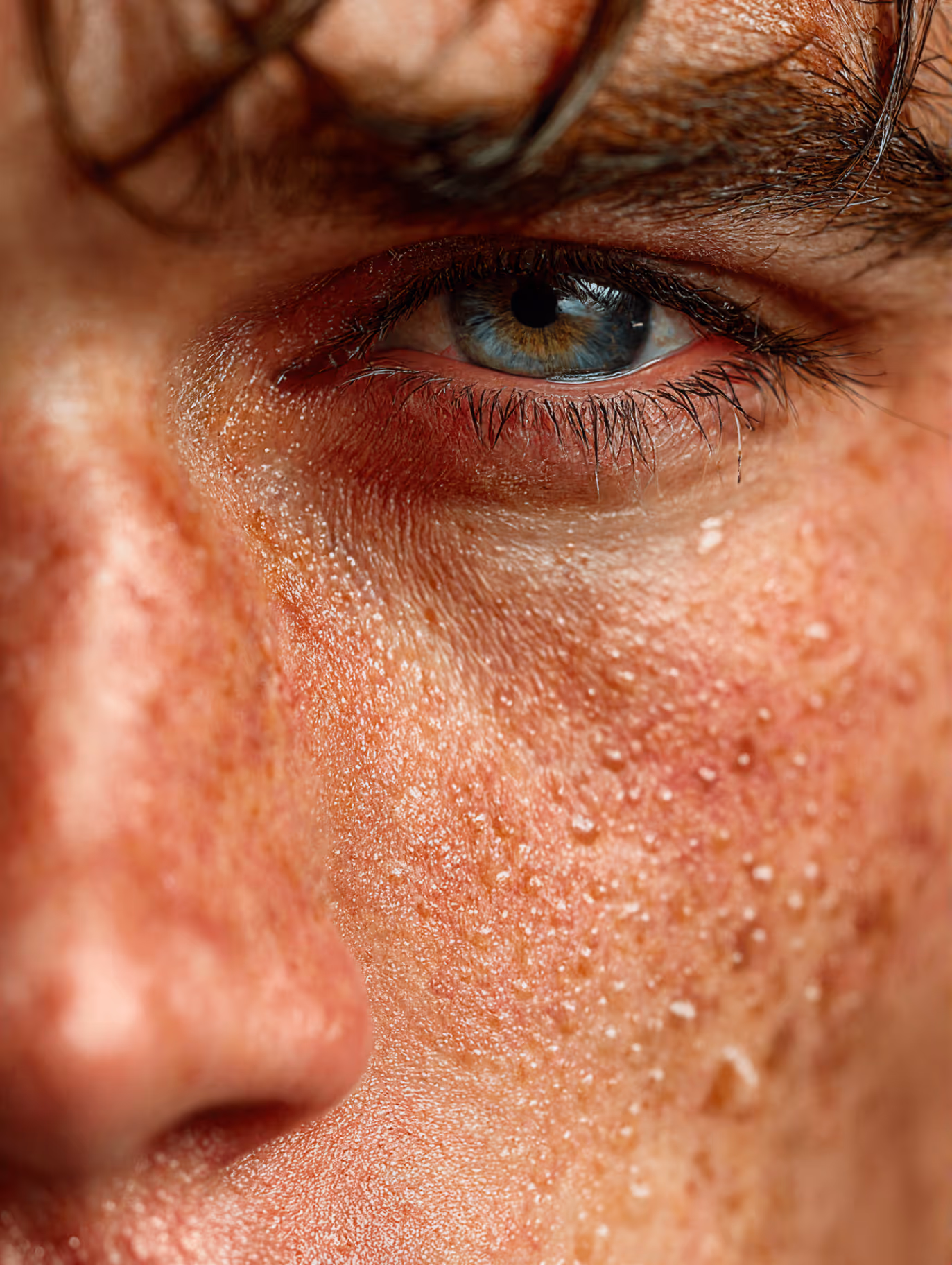 Close up on a man skin