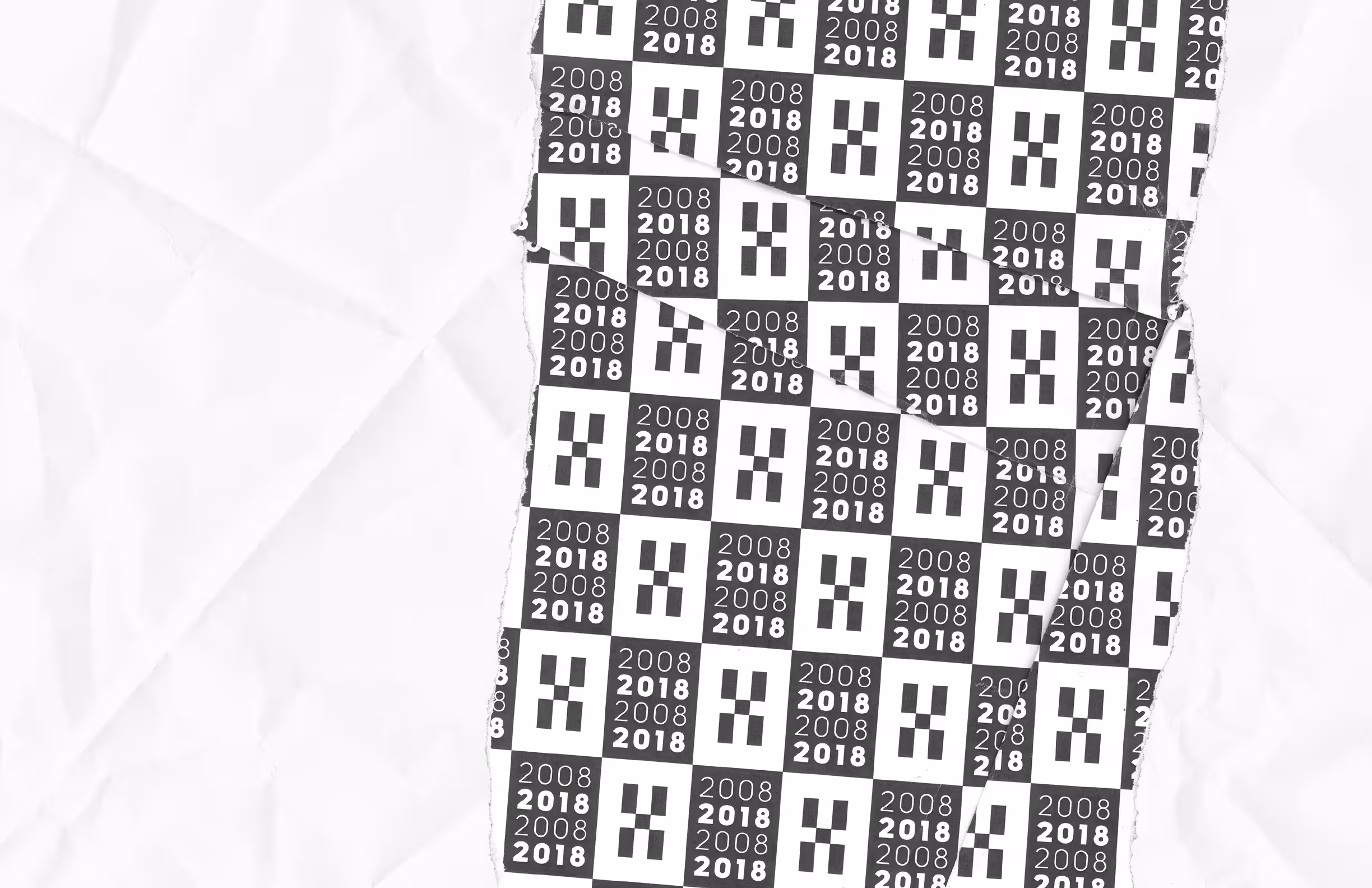 Torn checkerboard pattern with "2008–2018" anniversary marks, adidas D Rose 9 campaign texture