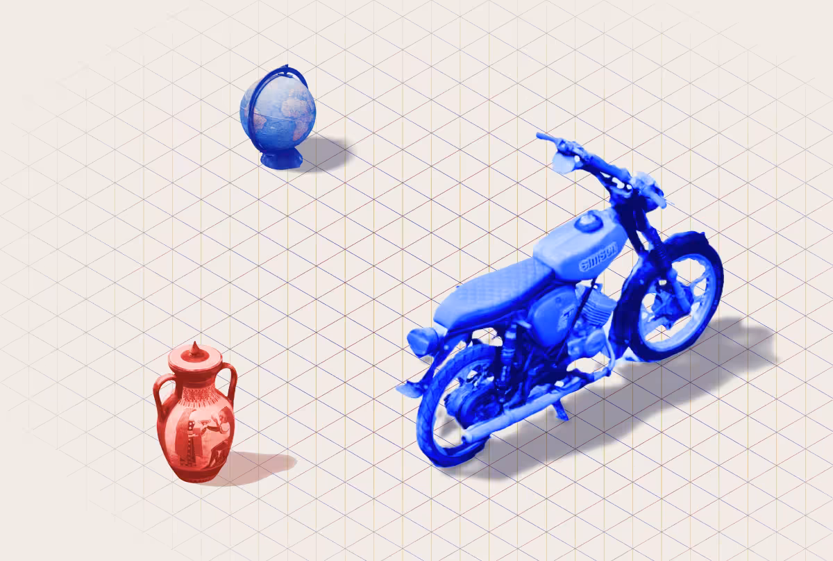Isometric 3D objects in Polycam's brand style