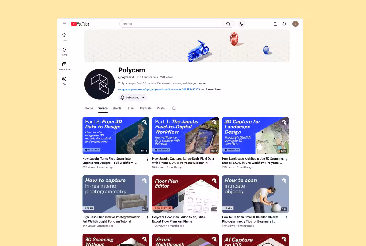 Polycam's YouTube identity