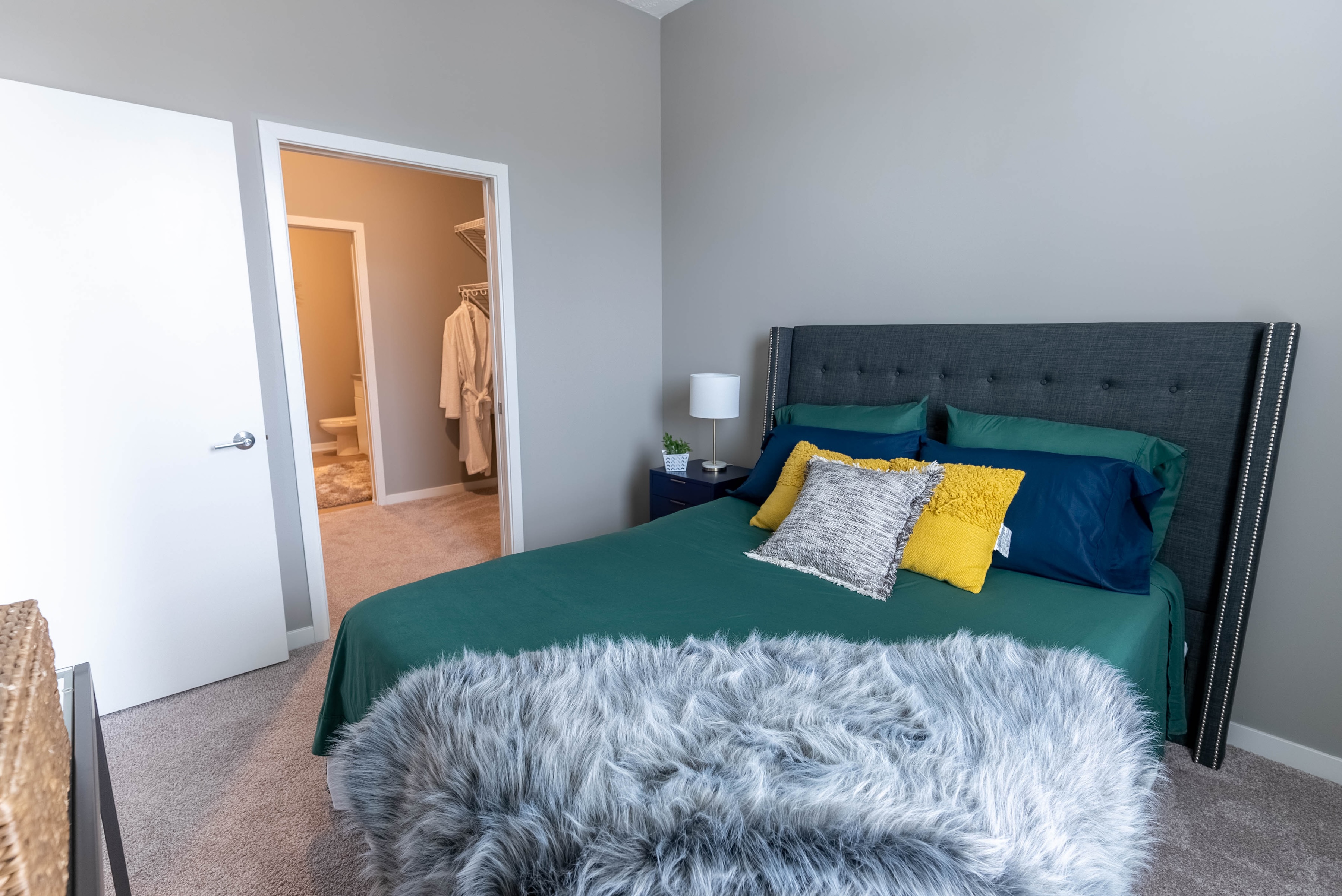 Bedroom with walk in closet and bahroom