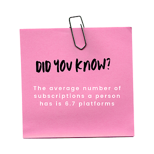 We live in a subscription economy. The average number of subscription a person has is 6.7 platforms. 