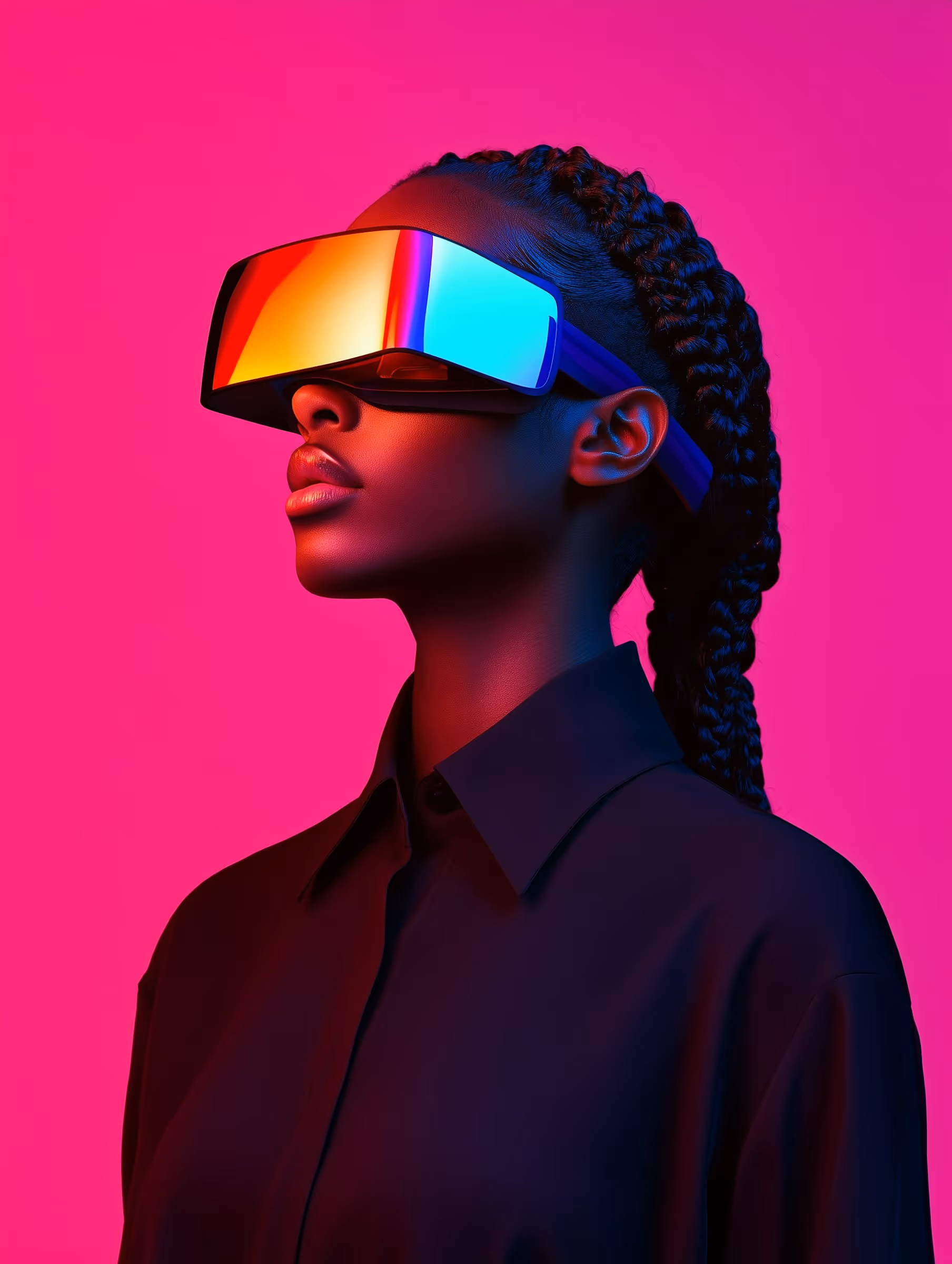 Color atmospheric still - futuristic visor portrait