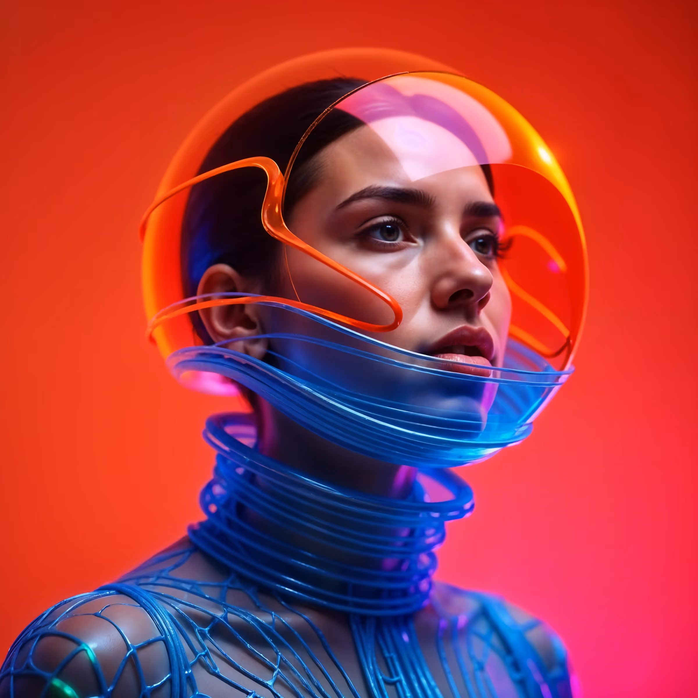 VFX atmospheric still - futuristic woman portrait