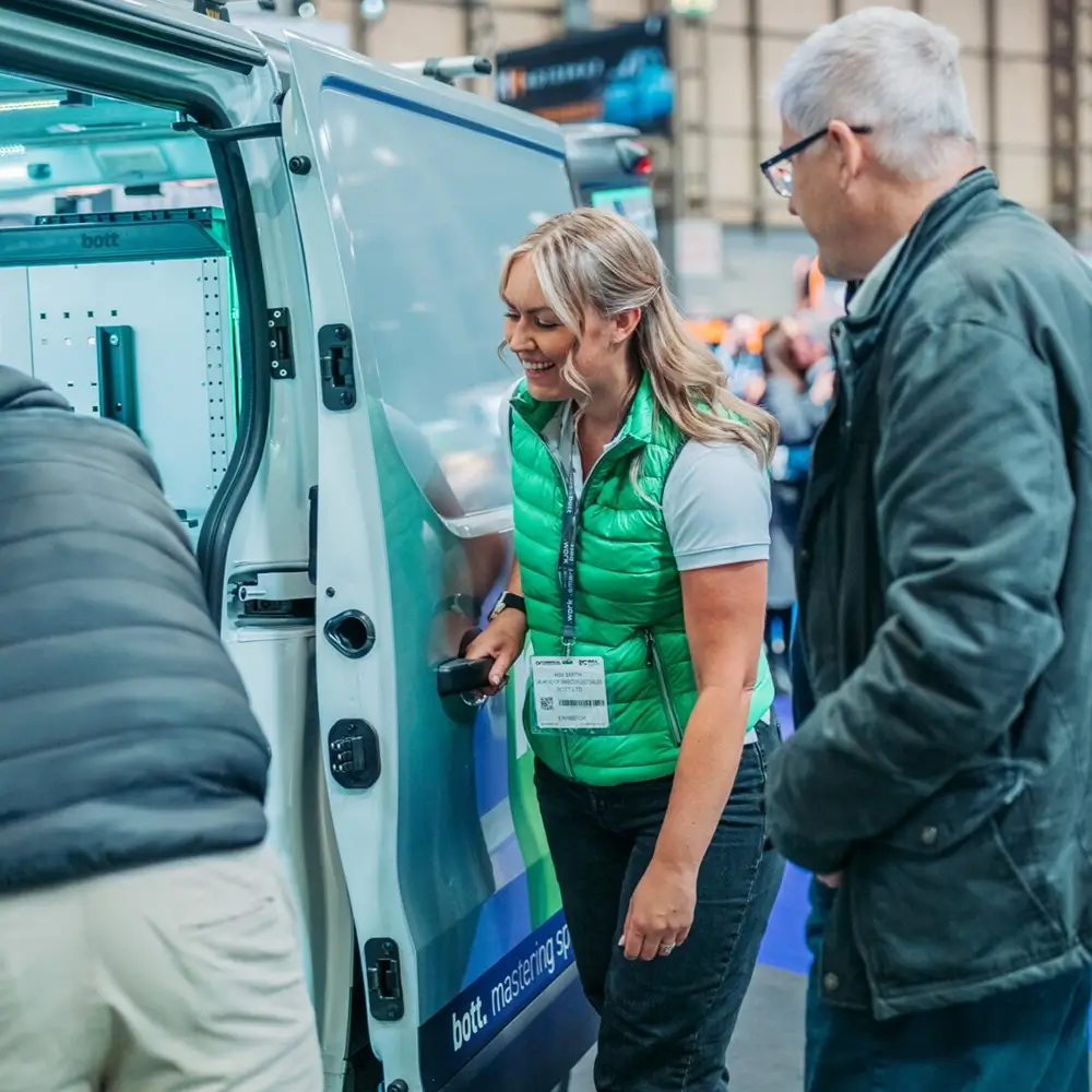 Bott and Van Guard vehicle and product display area designed for close-up visitor demonstrations