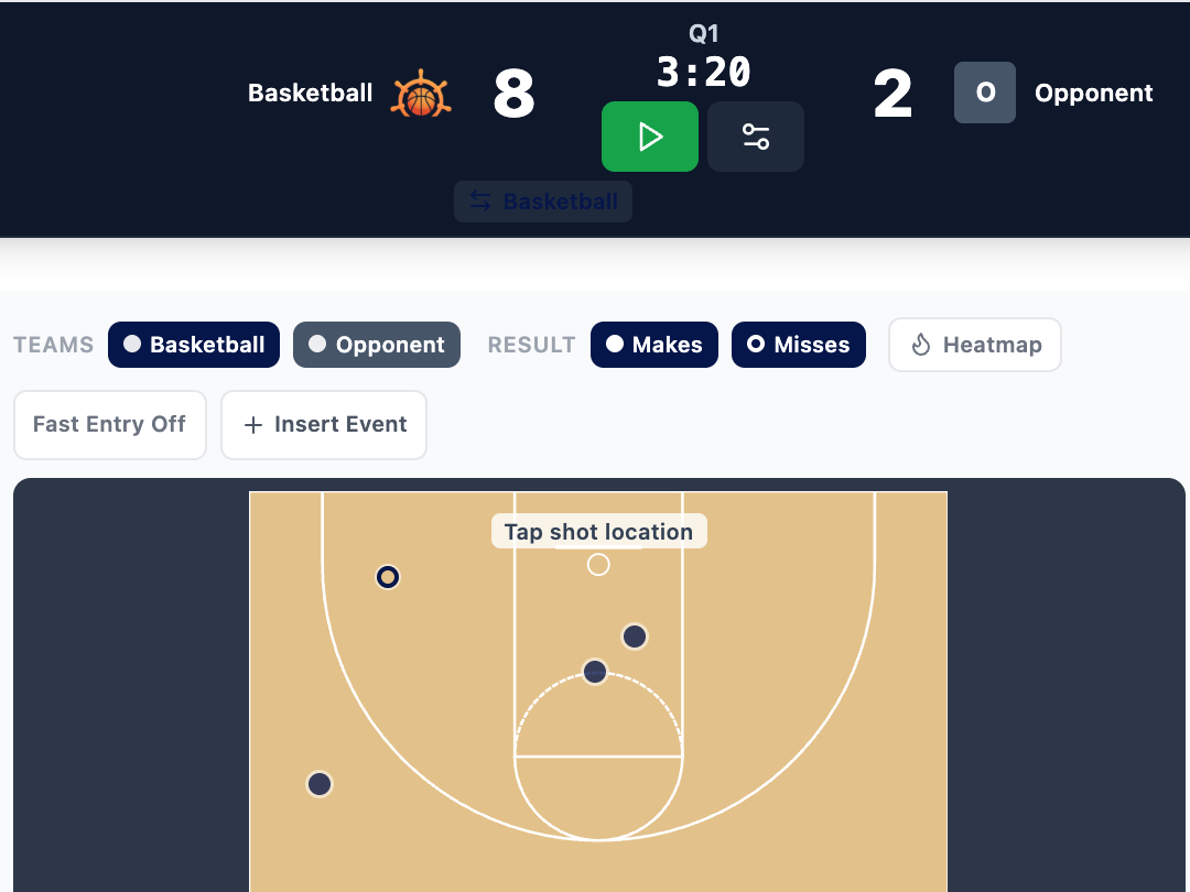 Hoops Helm game day screen