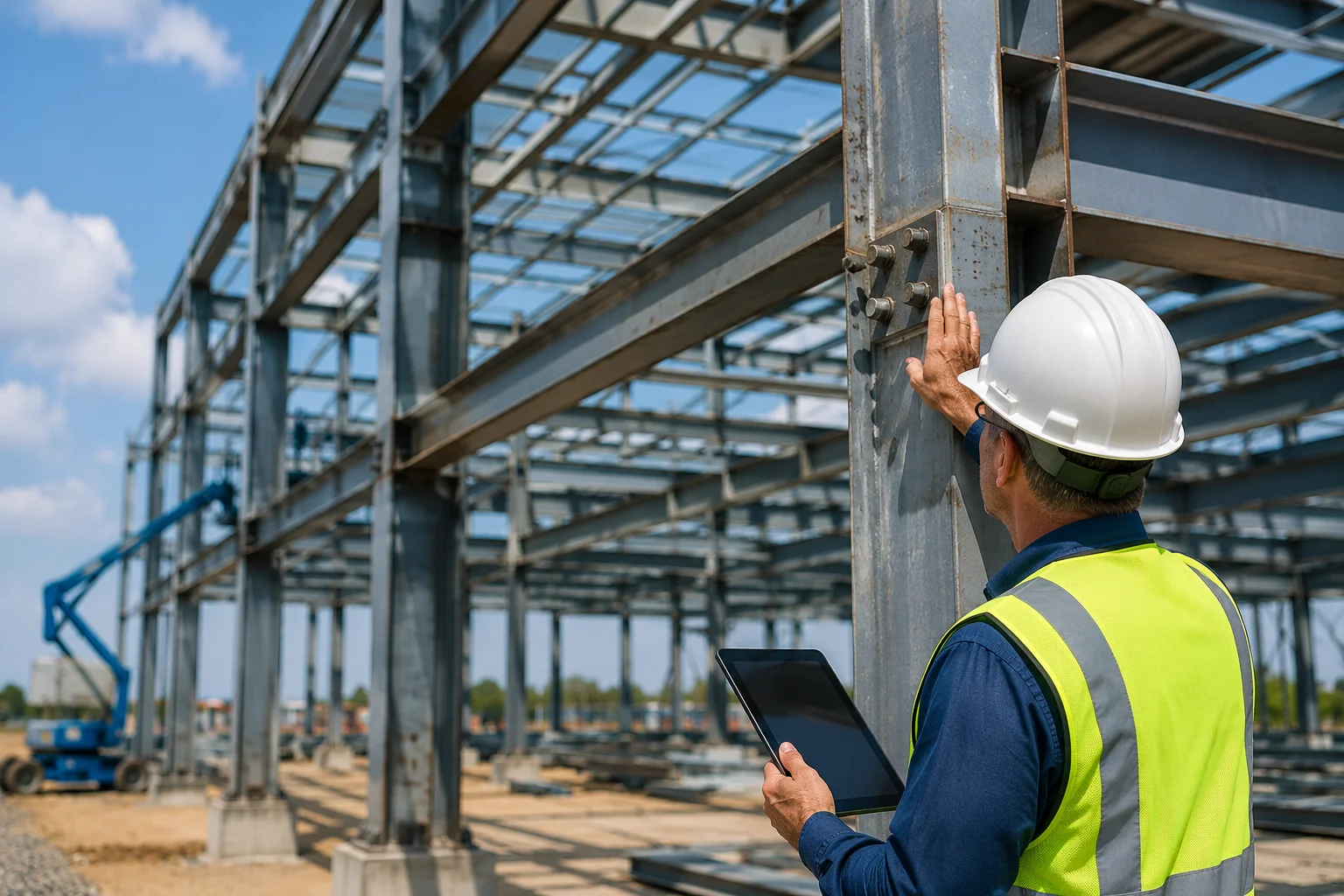 Structural assessment of steel framing system during active commercial building construction.