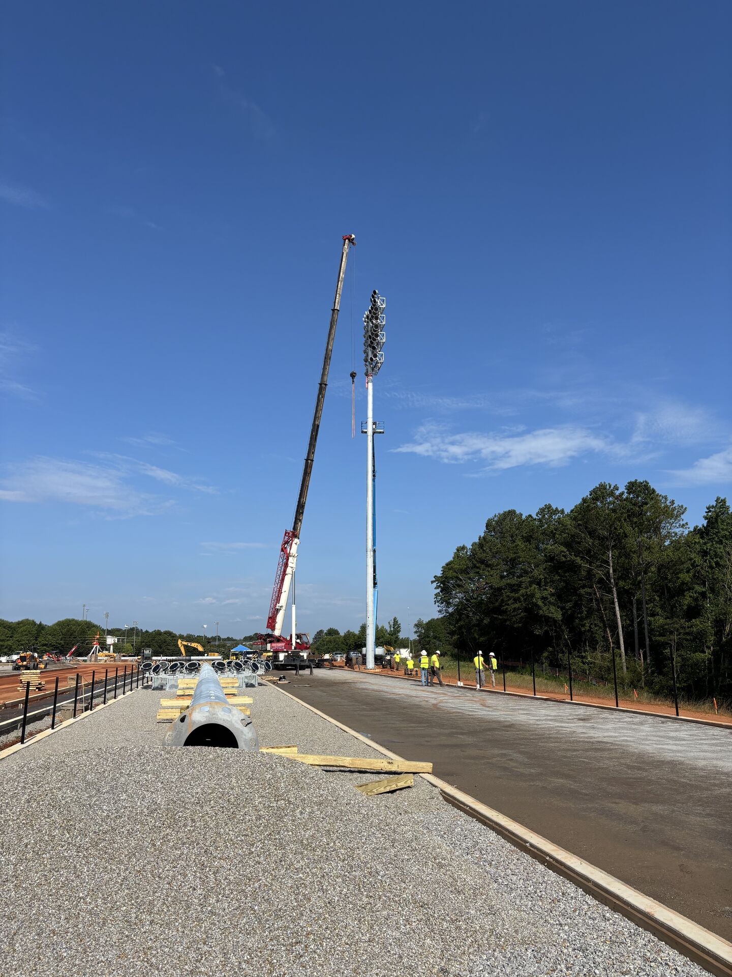 Crane working at a bridge and highway project