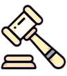Judge's gavel resting on a sound block