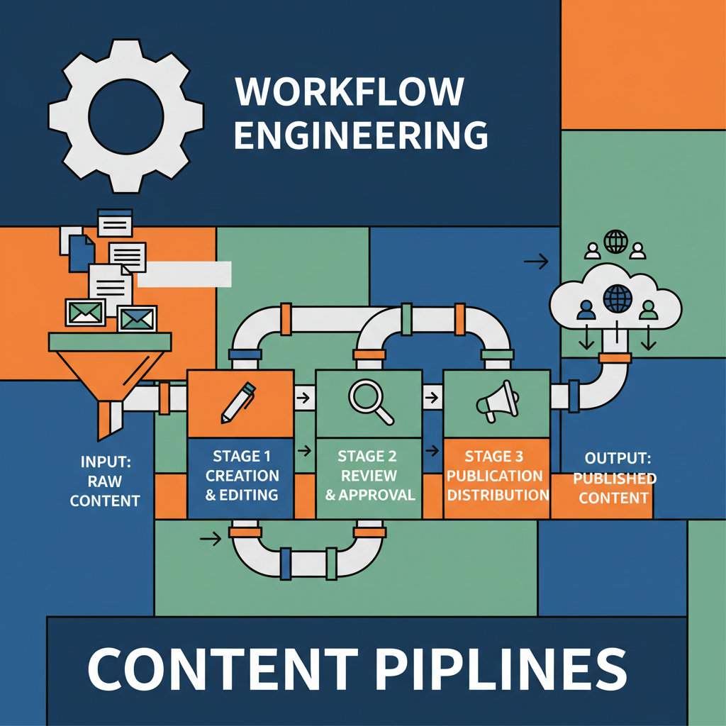 3D render of modular pipeline blocks illustrating Workflow Engineering Principles like durability checkpoints and flow control