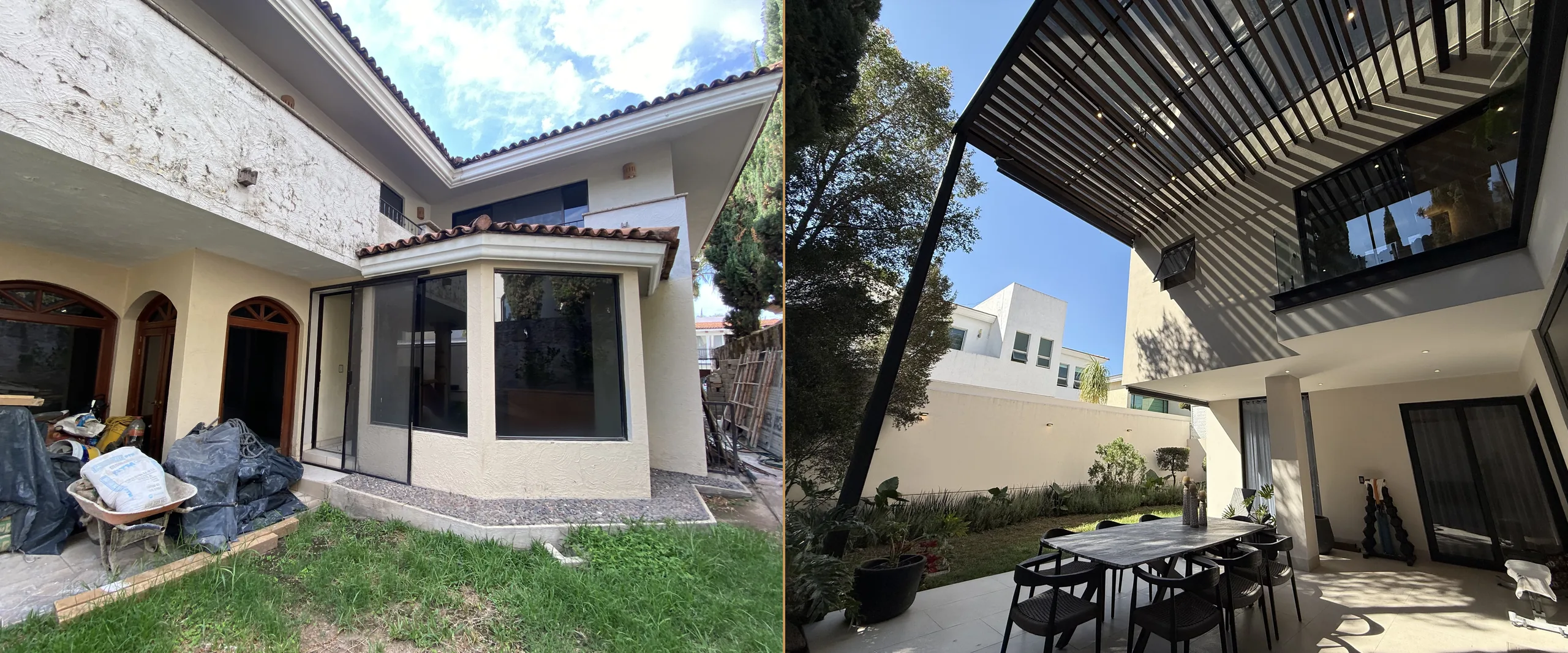 Terraza antes y después de la remodelación
