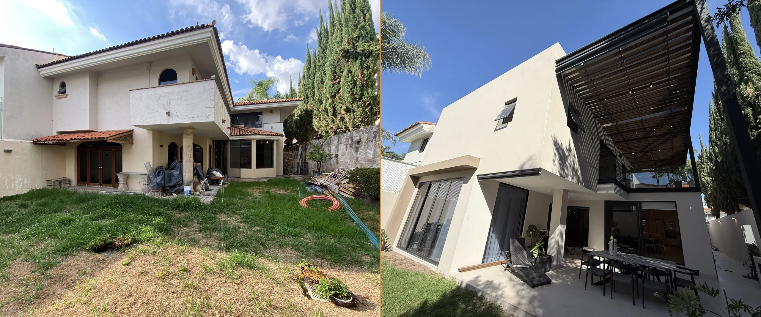 Jardín antes y después de la remodelación