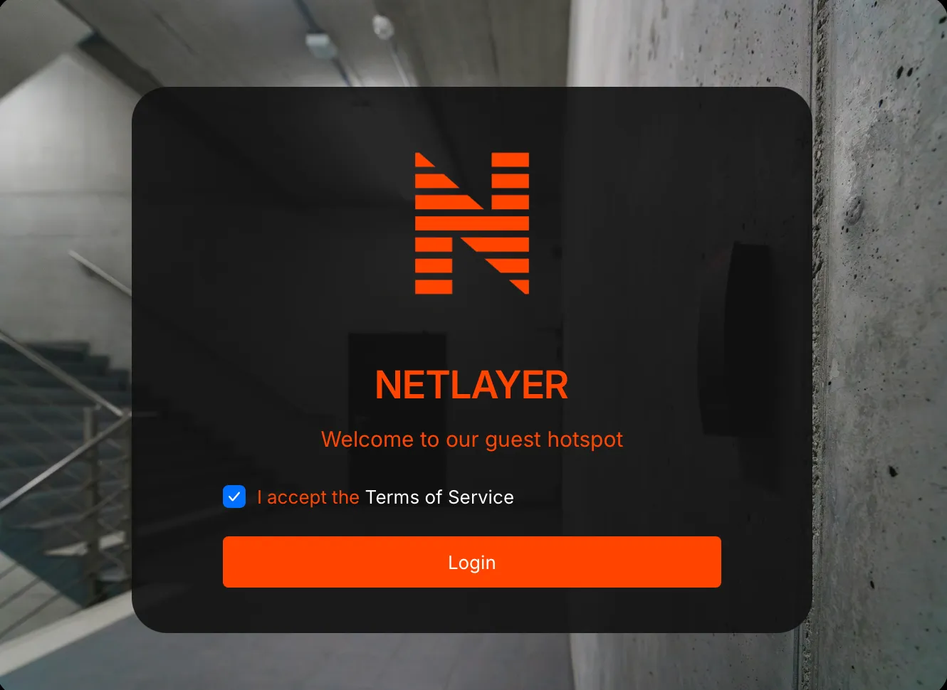 UniFi branded captive portal on a tablet device
