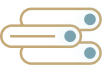 Three stylized chat boxes connected with motion lines, symbolizing hands on work.