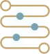 Stylized flowchart with connected circles and arrows, showing process steps or data flow.