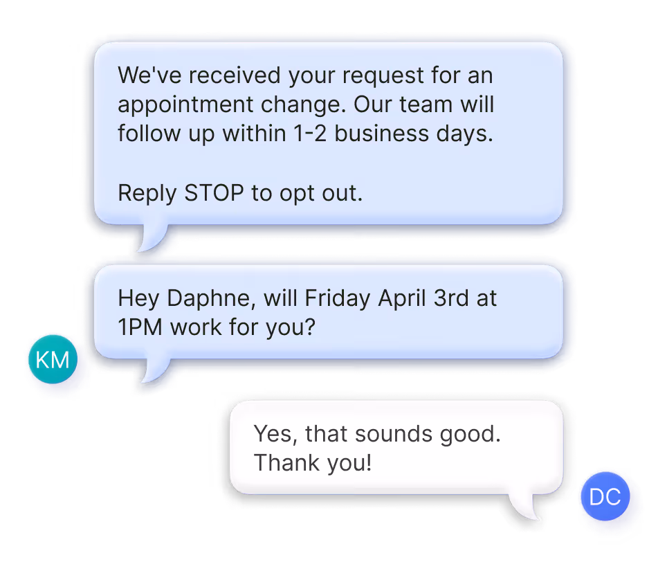 2-way SMS messaging and AI patient communications