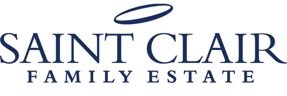 Saint Clair Family Estate logo with a halo above the word Saint.