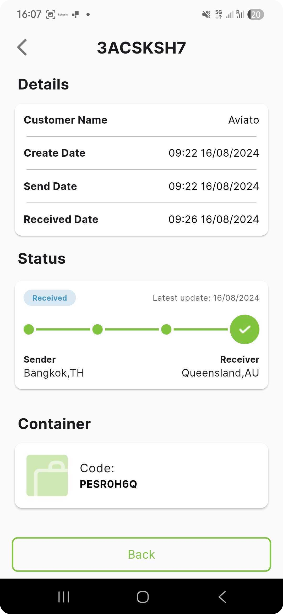 Unifai app customer order details