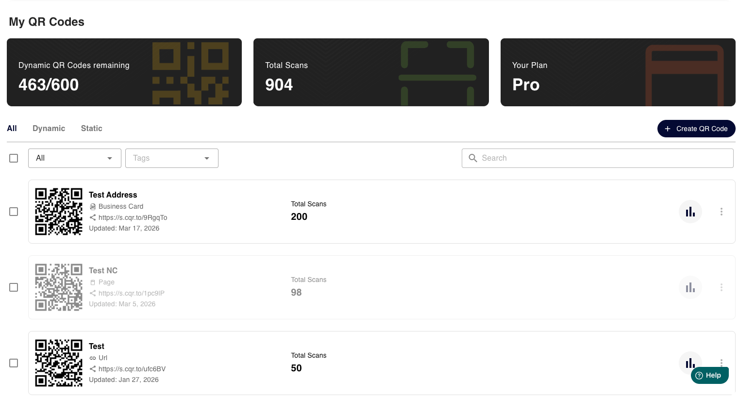 Dynamic QR codes that update after printing.