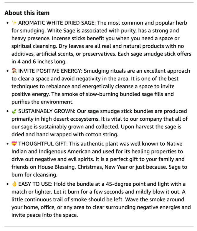 Amazon SEO character count bullets