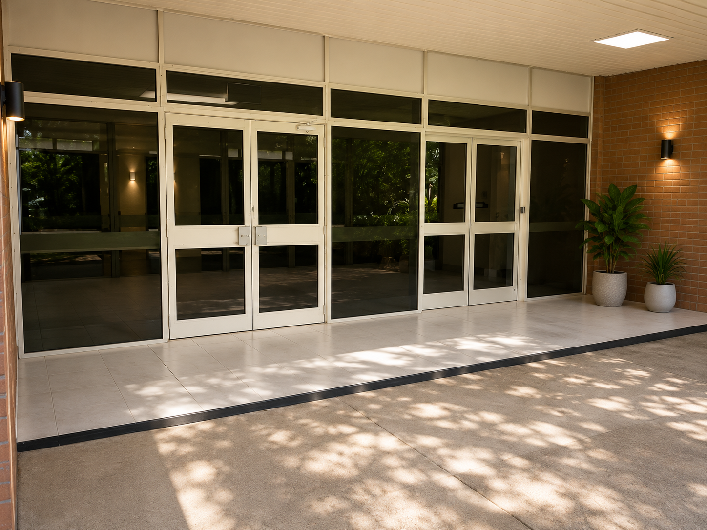 School entrance exterior project completed by M&K Carpentry