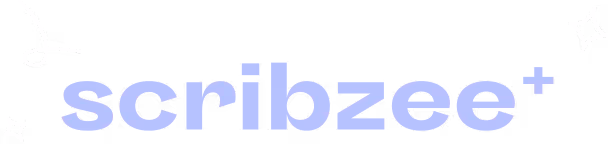 Logo Scribzee with stylized stars around the text.