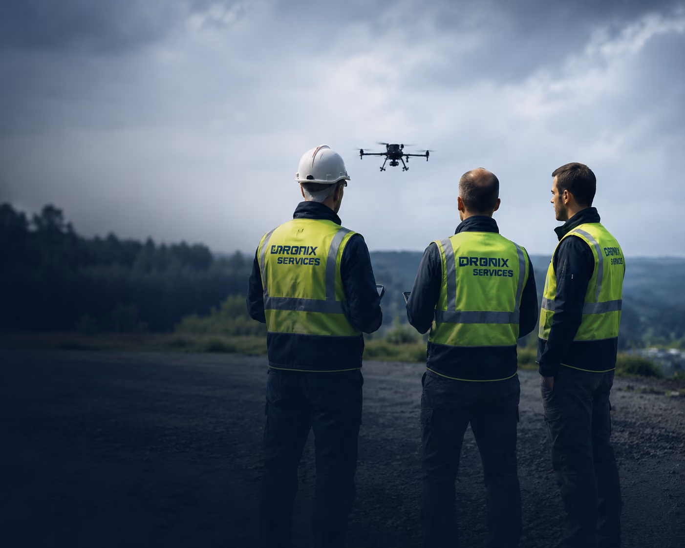 DRONIX Team bei der gemeinsamen Vorbereitung einer professionellen Drohne