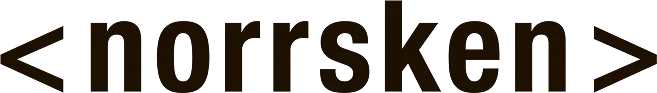 Black background with the word 'norrsken' written in bold lowercase letters in dark orange.