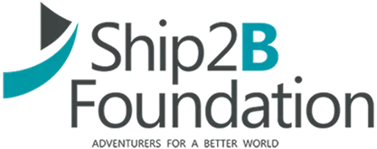 Ship2B Foundation logo with stylized blue and black symbol and text.