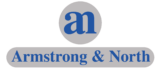 Armstrong & North company logo with stylized blue letter A and N on top.