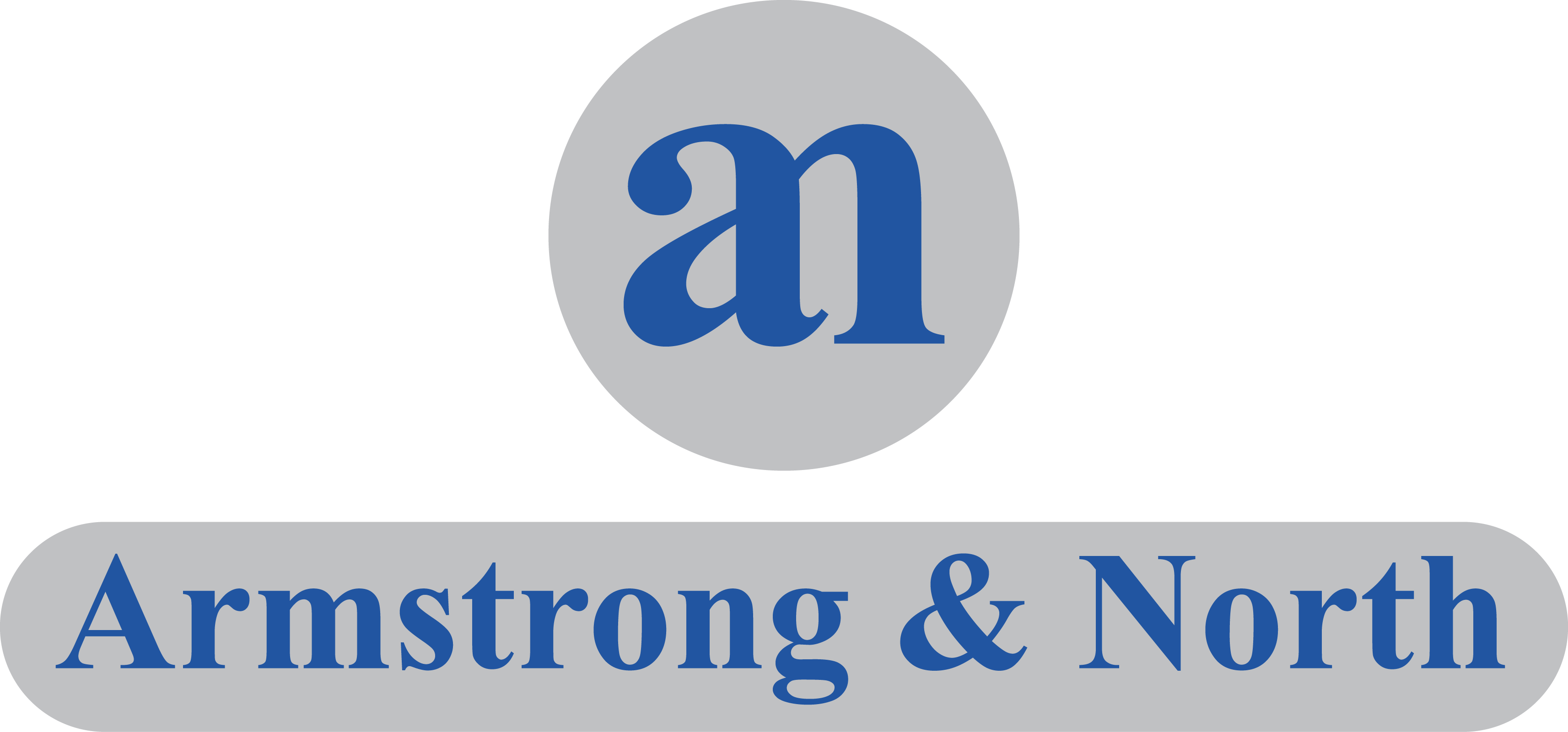 Armstrong & North logo with lowercase blue letters 'an' in a gray circle above the company name.