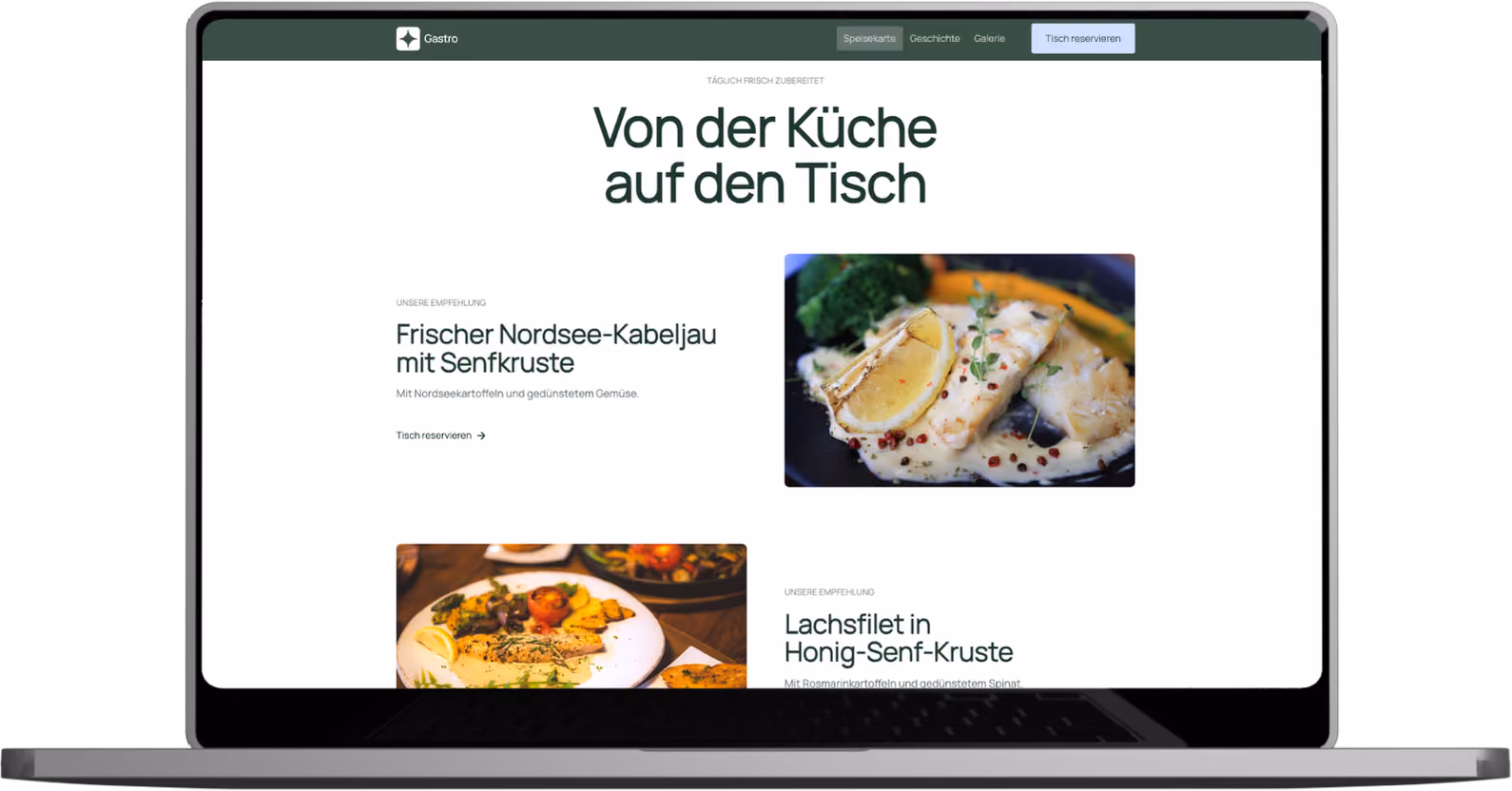 image of website on a laptop