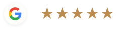 Google five-star rating badge with the Google "G" logo