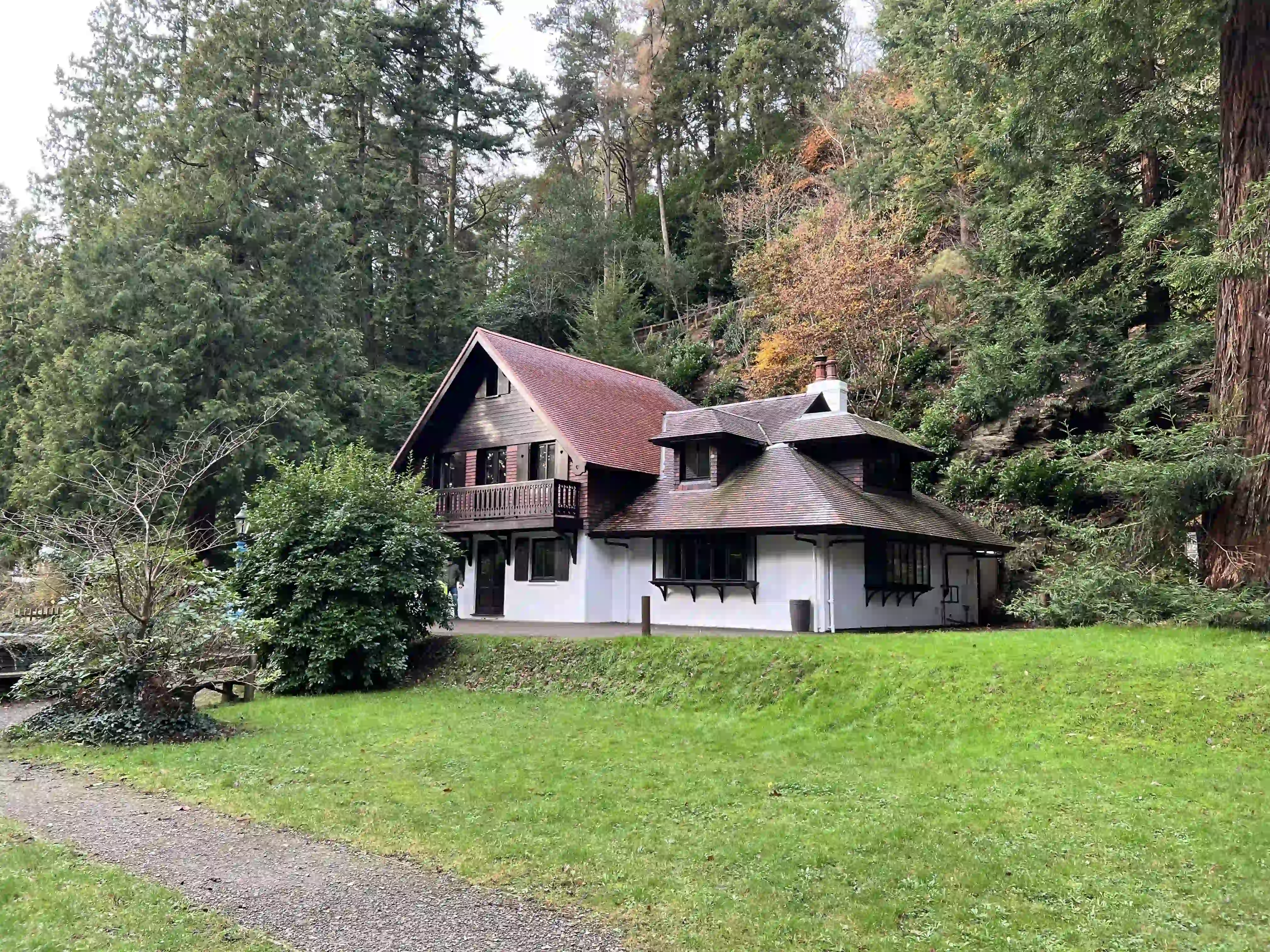 Swiss Chalet at Glen Helen set in woodland after restoration