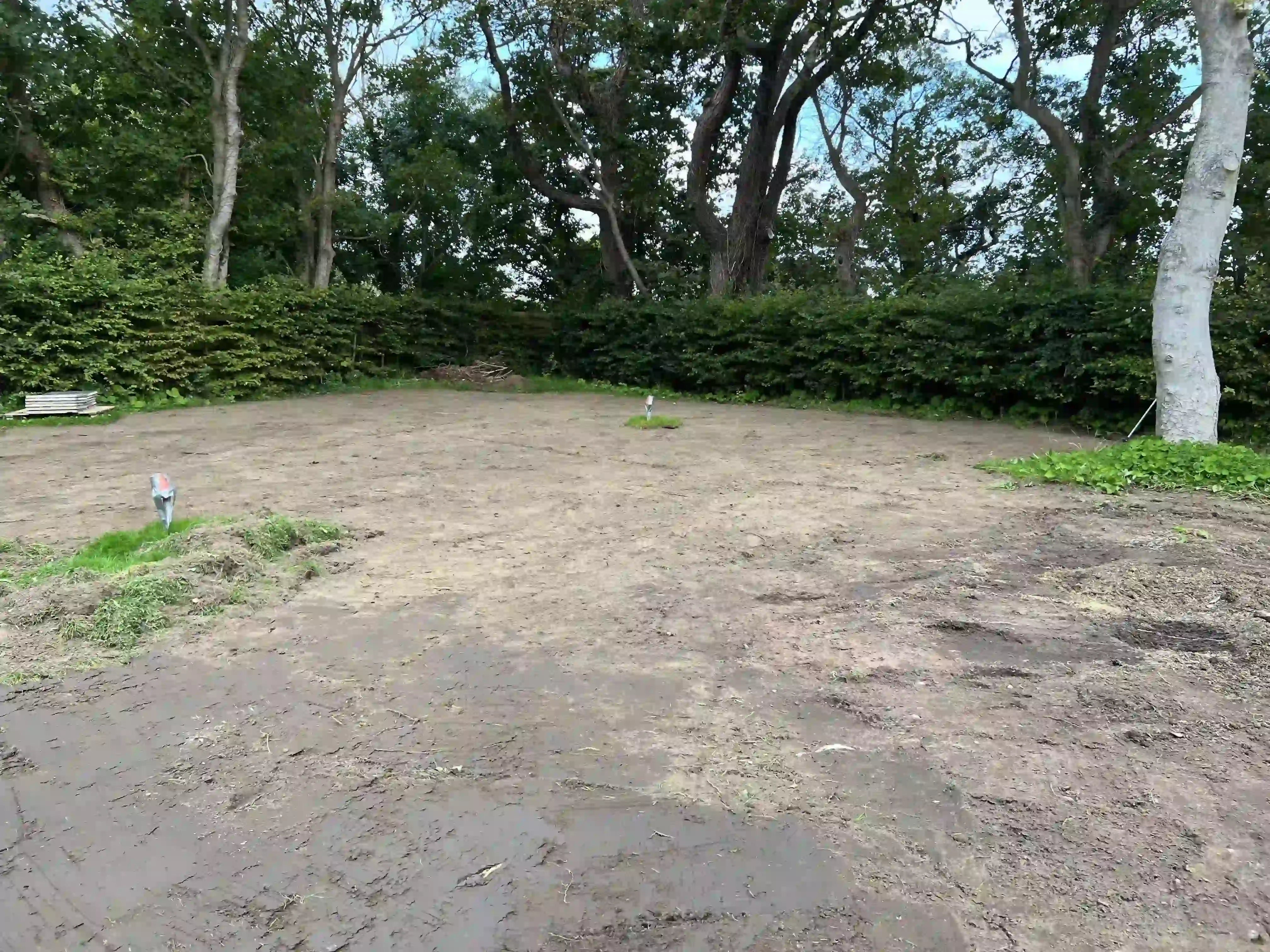 Levelled garden ground before landscaping began at 15 The Links, Peel