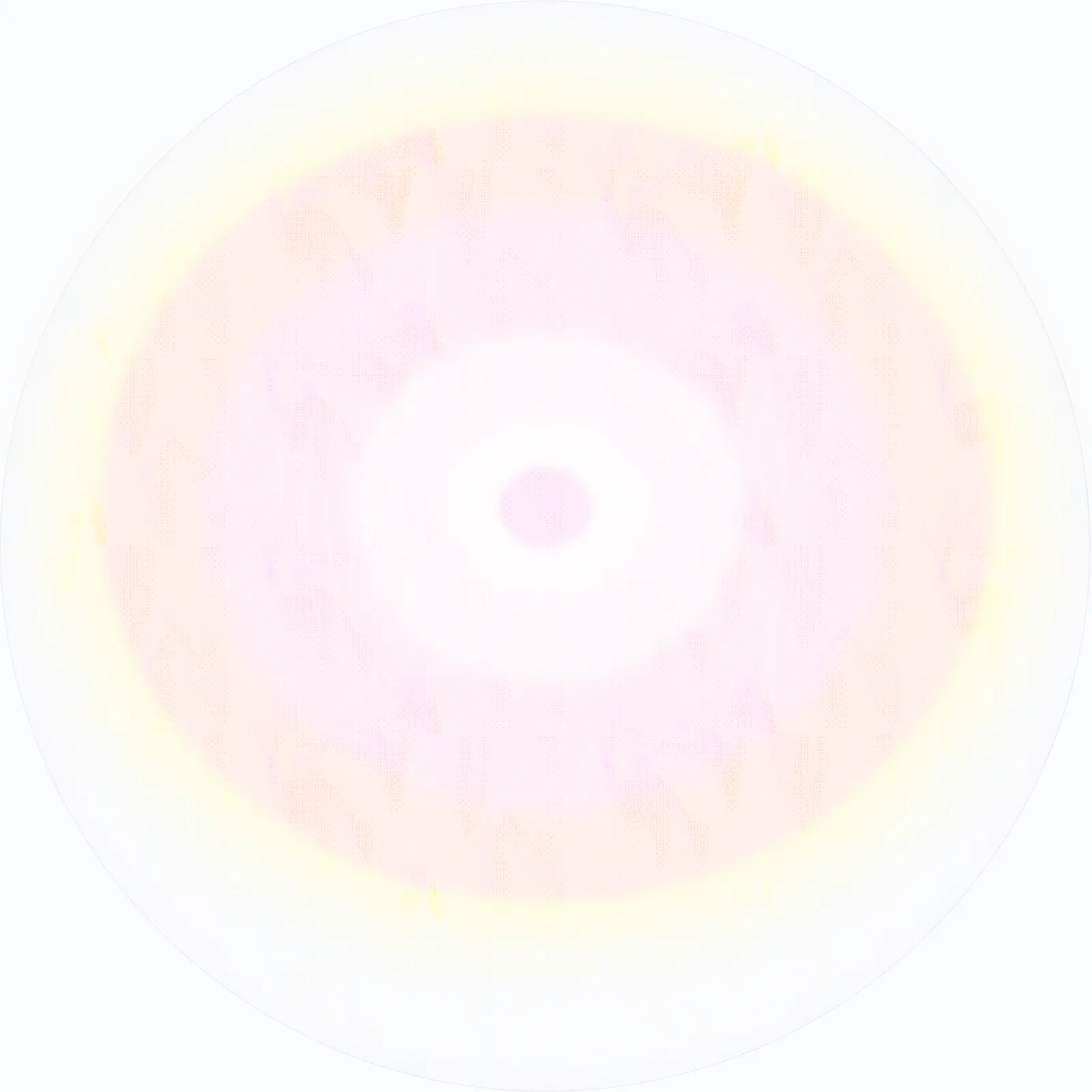 Soft pastel circular gradient with warm pink, yellow, and white tones blending outward from center.