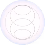 Abstract circular design with overlapping thin rings on a white background.