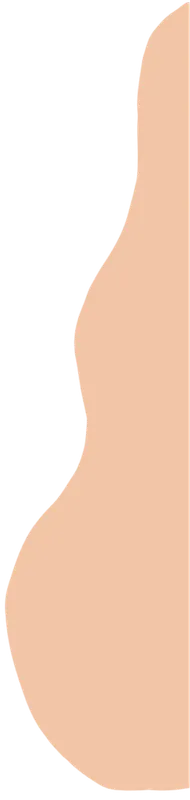 Curved vertical beige shape with irregular edges on a transparent background.