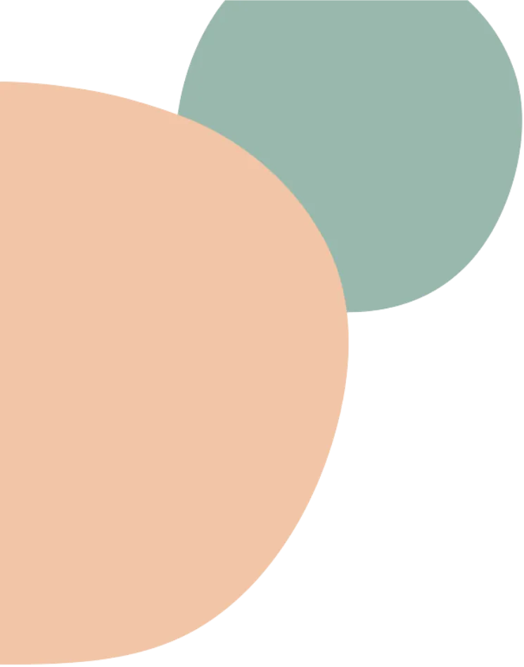 Two overlapping circles, one beige and one muted green, on a transparent background.